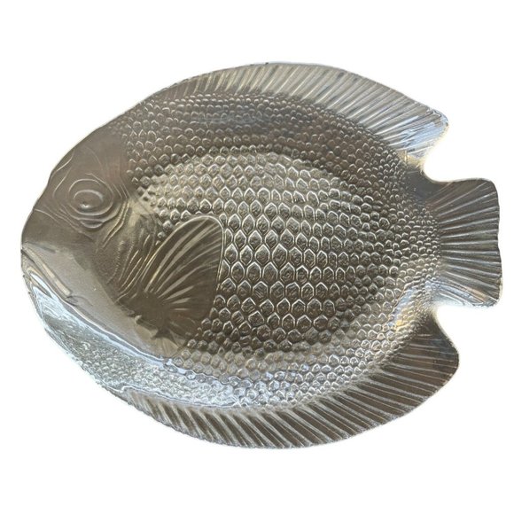 Glass Fish Platter Large 15" x 12.5" Vintage Arcoroc France Serving Dish - Picture 3 of 11